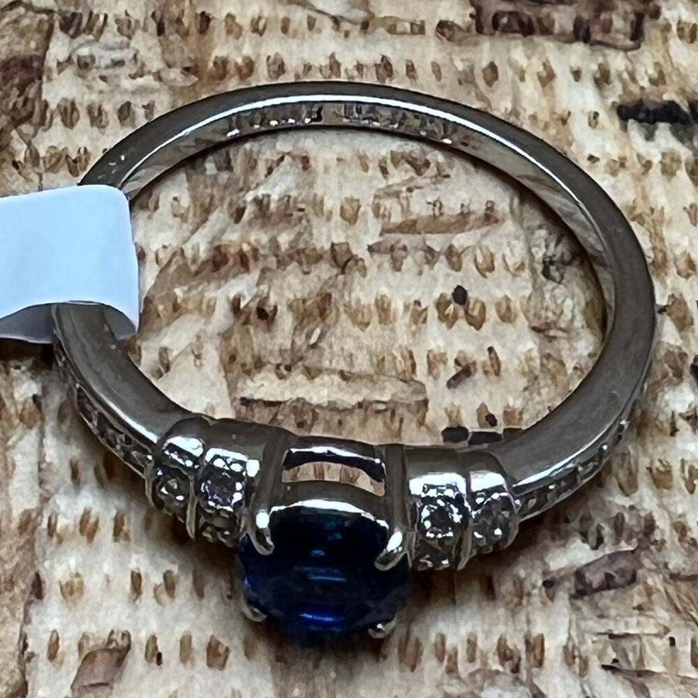 Bomb Party It's A Date Lab Created Sapphire Stone Rhodium Plating Band Sz 9 Ring - Picture 6 of 8